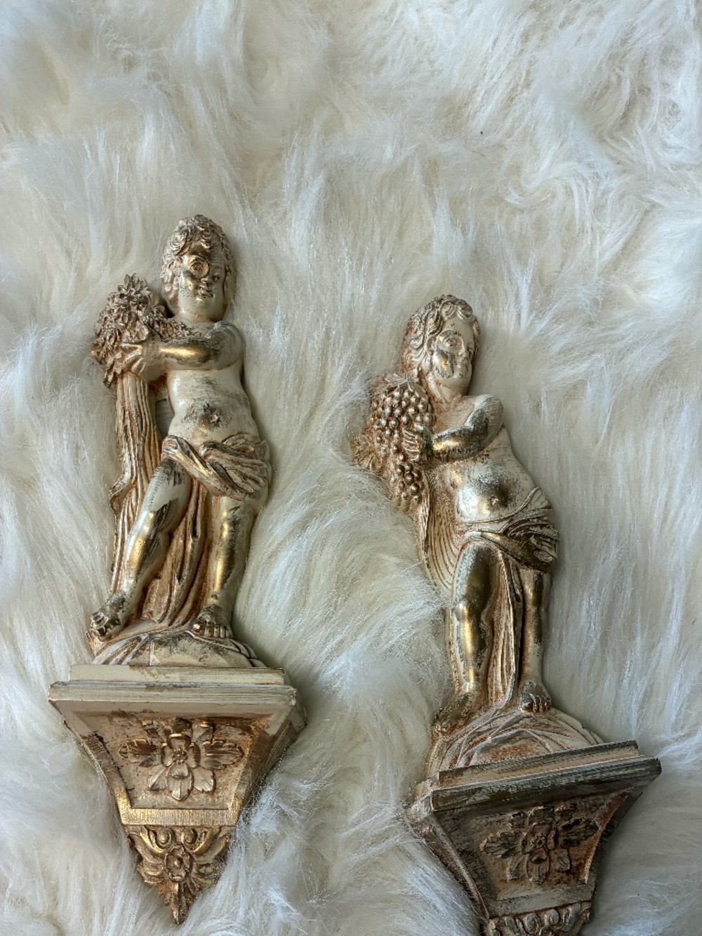 Vintage Sirocco Cherub Angels Plaques Gold Wall Hangings Set of 2